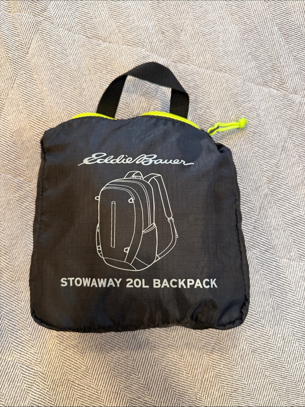 Eddie Bauer Black Backpack with Neon Yellow Trim
